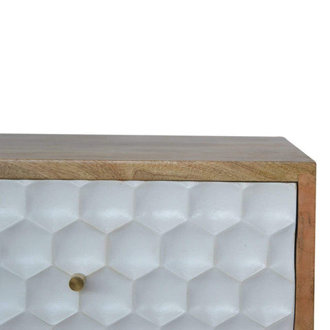 Honeycomb Carved Bedside with 2 Drawers Sleeping Artisan Furniture 