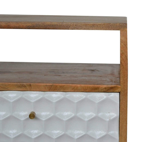 Honeycomb Carved Bedside with Open Slot Sleeping Artisan Furniture 