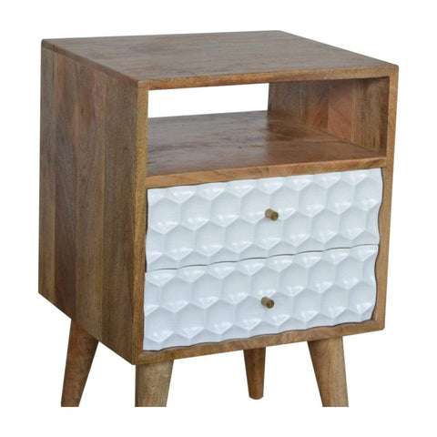 Honeycomb Carved Bedside with Open Slot Sleeping Artisan Furniture 