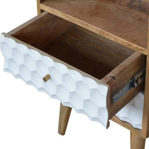 Honeycomb Carved Bedside with Open Slot Sleeping Artisan Furniture 