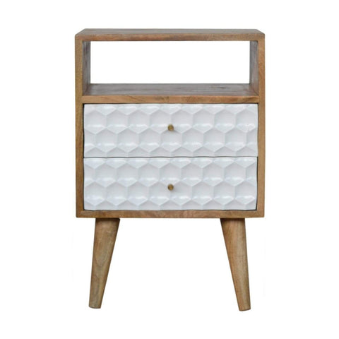 Honeycomb Carved Bedside with Open Slot Sleeping Artisan Furniture 