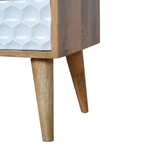 Honeycomb Carved Bedside with Open Slot Sleeping Artisan Furniture 