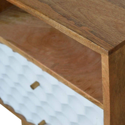 Honeycomb Carved Bedside with Open Slot Sleeping Artisan Furniture 