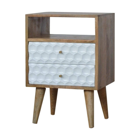Honeycomb Carved Bedside with Open Slot Sleeping Artisan Furniture 