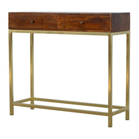 Industrial 2 Drawer Console Table with Iron Base Living Artisan Furniture 
