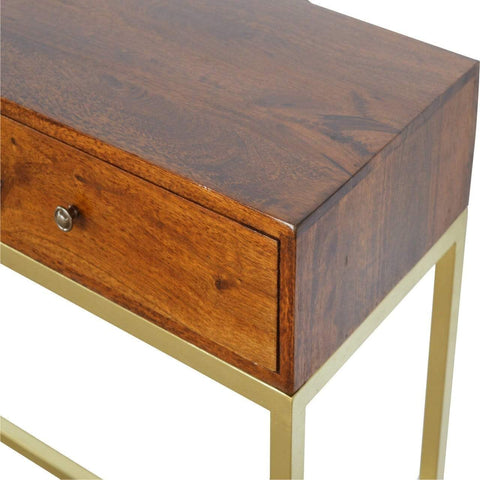 Industrial 2 Drawer Console Table with Iron Base Living Artisan Furniture 