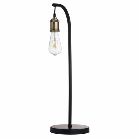 Industrial Black And Brass Desk Lamp Inc Bulb Lighting Hill Interiors 