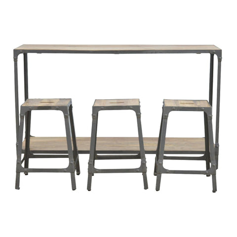 Iron Kitchen Table with 3 Nesting Stools Dining Artisan Furniture 