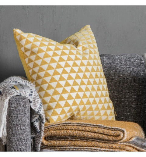 Jacquard Triangles Cushion Ochre Accessories Regency Studio 