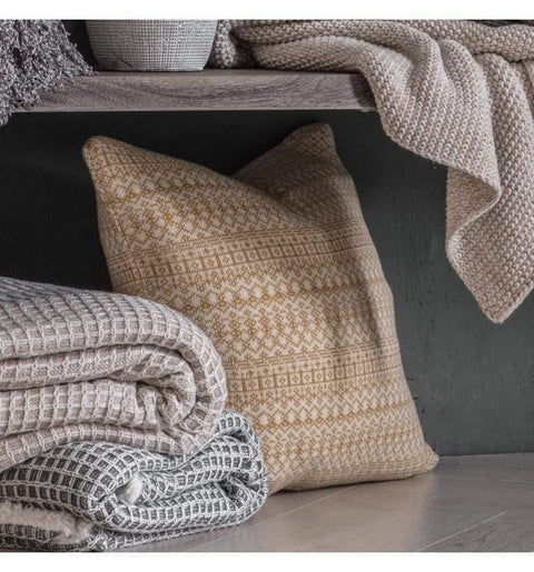 Knitted Fairisle Cushion Ochre Accessories Regency Studio 
