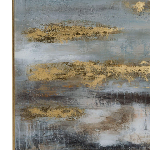 Large Abstract Grey And Gold Glass Image With Gold Frame Accessories Hill Interiors 