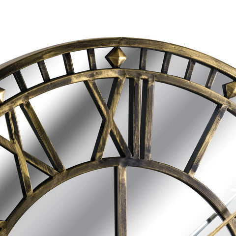 Large Antique Brass Mirrored Skeleton Clock Accessories Hill Interiors 