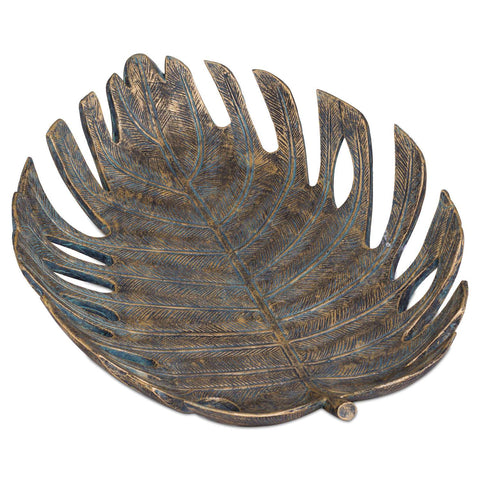 Large Antique Bronze Cheese Plant Leaf Dish Accessories Hill Interiors 
