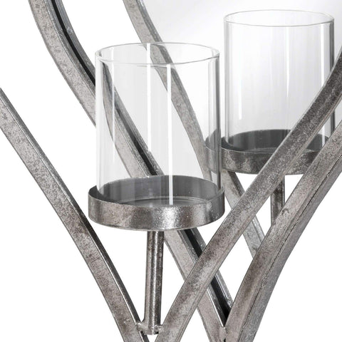 Large Antique Silver Mirrored Heart Candle Holder Accessories Hill Interiors 