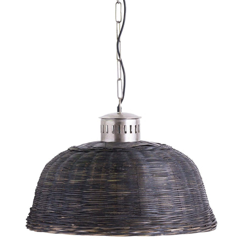 Large Black Orla Wicker Pendant Light Lighting Hill Interiors 