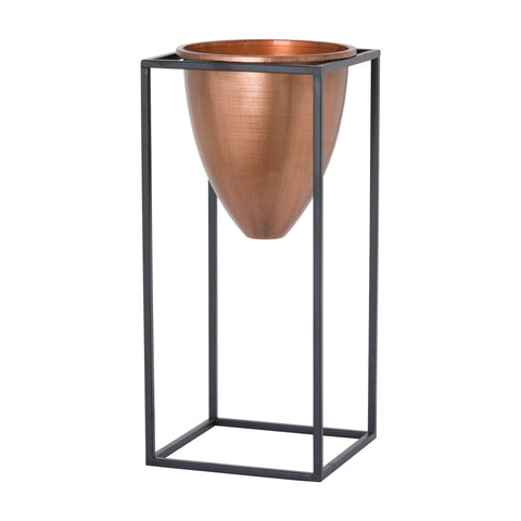 Large Copper Bullet Planter On Black Frame Accessories Hill Interiors 