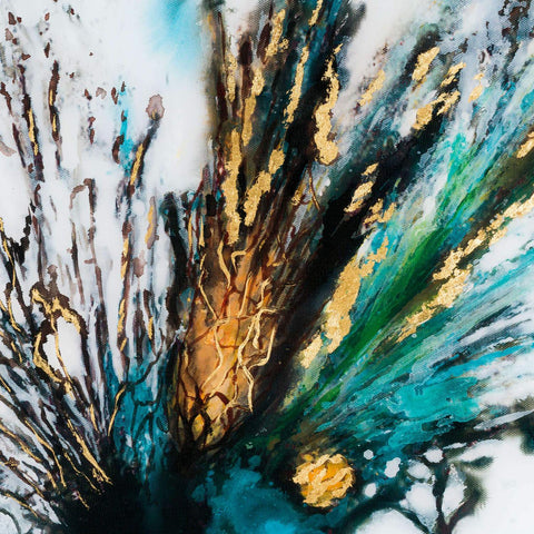 Large Floral Colour Explosion Glass Image In Gold Frame Accessories Hill Interiors 