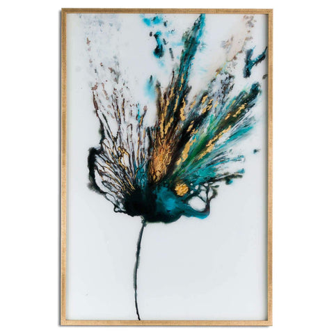 Large Floral Colour Explosion Glass Image In Gold Frame Accessories Hill Interiors 