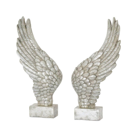 Large Freestanding Antique Silver Angel Wings Ornament Accessories Hill Interiors 