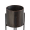 Large Gun Metal Grey Cylindrical Planter On Black Frame Accessories Hill Interiors 