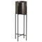 Large Gun Metal Grey Cylindrical Planter On Black Frame Accessories Hill Interiors 