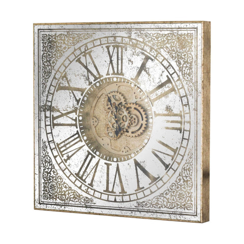 Large Mirrored Square Framed Clock With Moving Mechanism Accessories Hill Interiors 