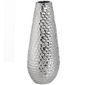 Large Silver Ceramic Bulb Vase in Dimple Effect Accessories Hill Interiors 