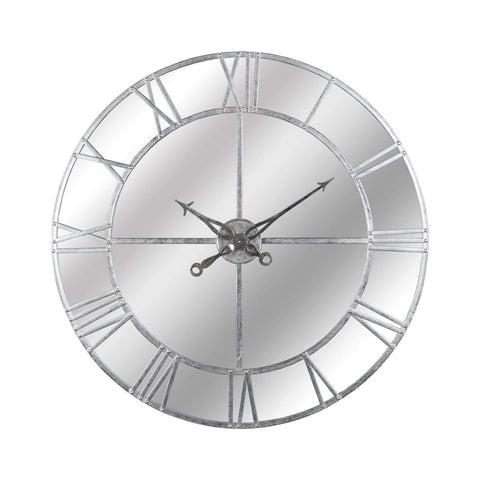 Large Silver Foil Mirrored Wall Clock Accessories Hill Interiors 