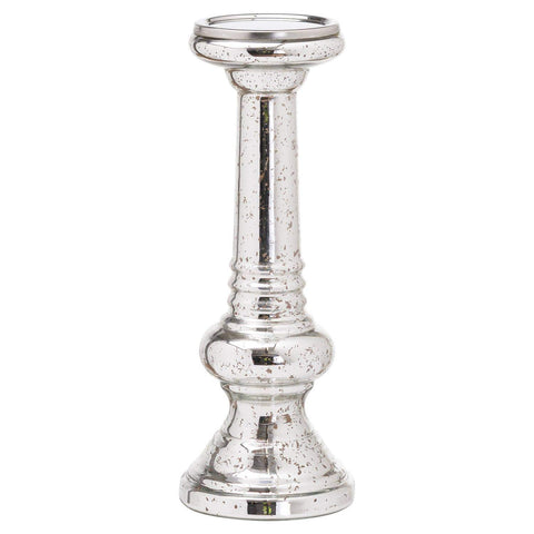 Large Silver Metallic Glass Candle Stand Accessories Hill Interiors 