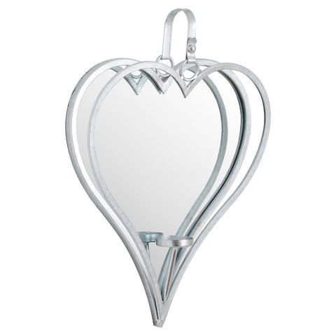 Large Silver Mirrored Heart Candle Holder Accessories Hill Interiors 