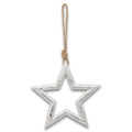Large Silver Wooden Star Hanging Decoration Accessories Hill Interiors 