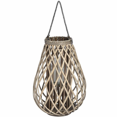 Large Wicker Bulbous Lantern Accessories Hill Interiors 
