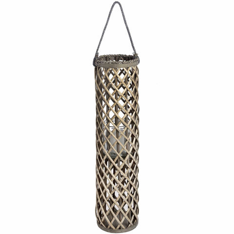 Large Wicker Lantern with Glass Hurricane Accessories Hill Interiors 