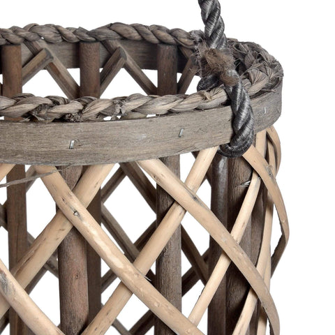 Large Wicker Lantern with Glass Hurricane Accessories Hill Interiors 