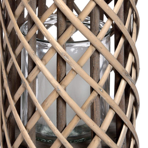 Large Wicker Lantern with Glass Hurricane Accessories Hill Interiors 