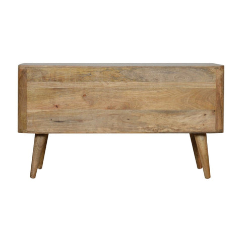 Leaf Embossed Resin Solid Wood Cabinet Living Artisan Furniture 