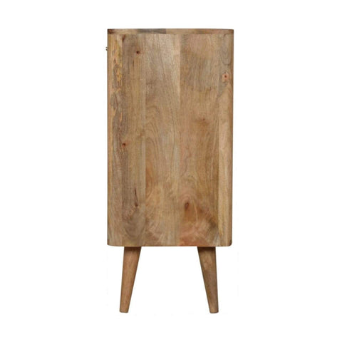 Leaf Embossed Resin Solid Wood Cabinet Living Artisan Furniture 
