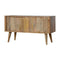 Leaf Embossed Resin Solid Wood Cabinet Living Artisan Furniture 
