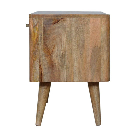 Leaf Embossed Resin Solid Wood Cabinet Living Artisan Furniture 