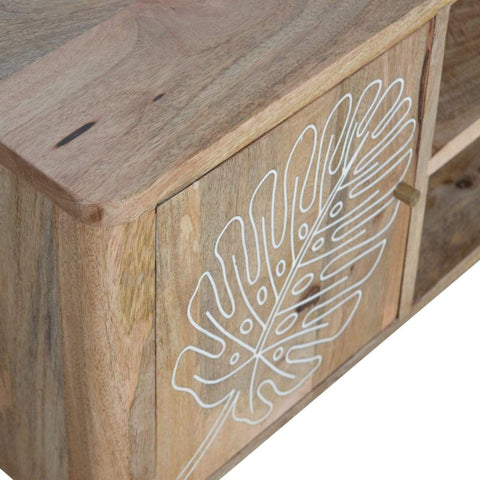 Leaf Embossed Resin Solid Wood Media Unit Living Artisan Furniture 
