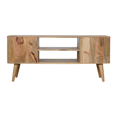 Leaf Embossed Resin Solid Wood Media Unit Living Artisan Furniture 