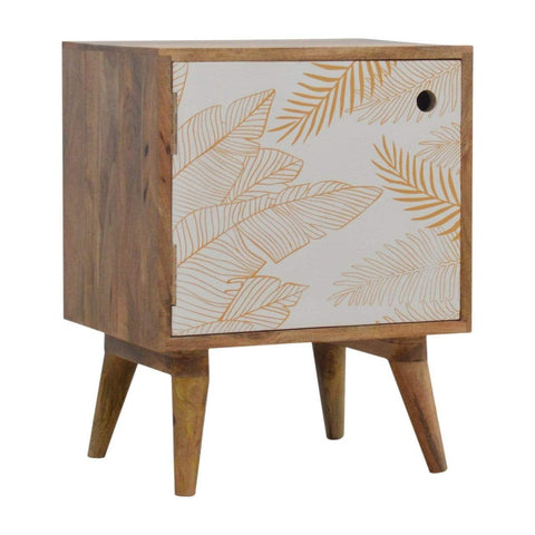 Leaf Screen Printed Bedside Sleeping Artisan Furniture 