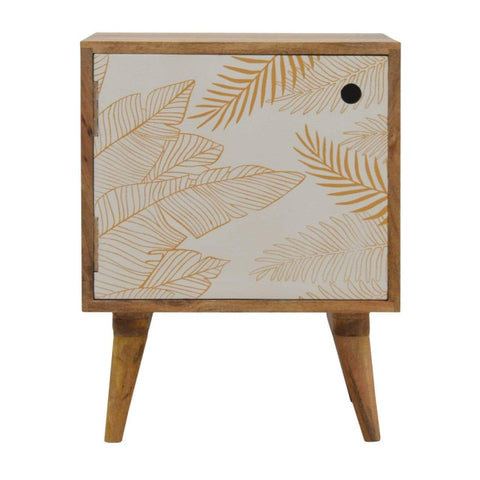 Leaf Screen Printed Bedside Sleeping Artisan Furniture 