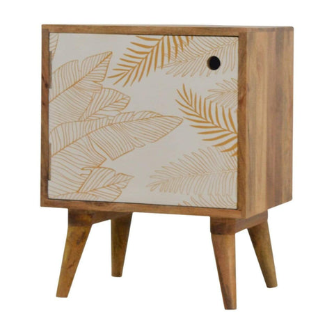 Leaf Screen Printed Bedside Sleeping Artisan Furniture 