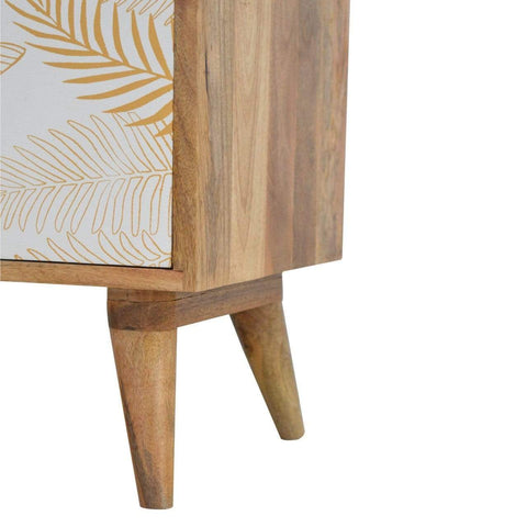 Leaf Screen Printed Bedside Sleeping Artisan Furniture 