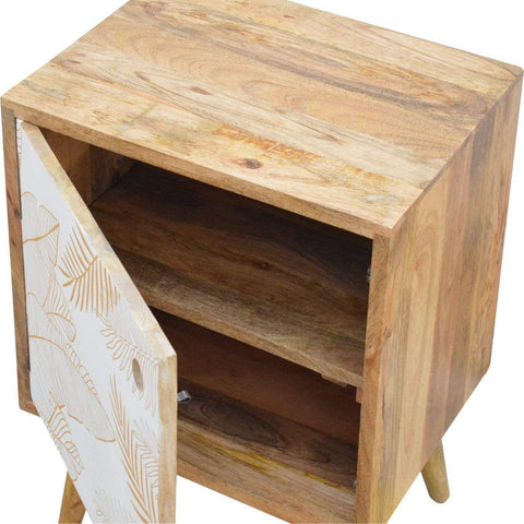 Leaf Screen Printed Bedside Sleeping Artisan Furniture 