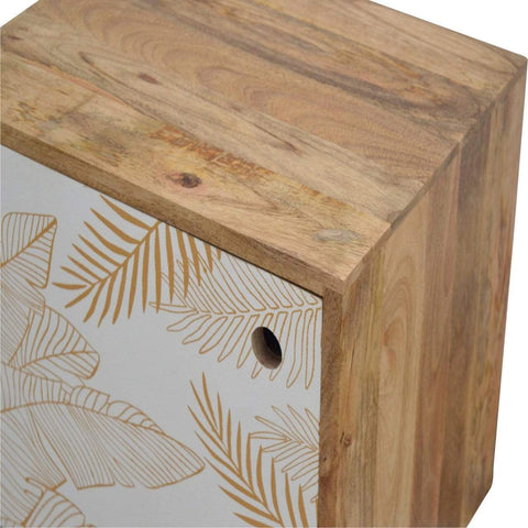 Leaf Screen Printed Bedside Sleeping Artisan Furniture 