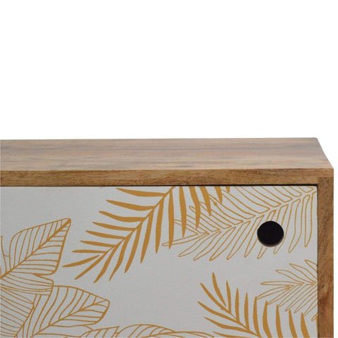 Leaf Screen Printed Bedside Sleeping Artisan Furniture 