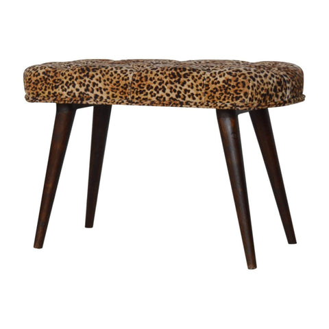 Leopard Print Cotton Velvet Deep Button Bench Living Artisan Furniture 