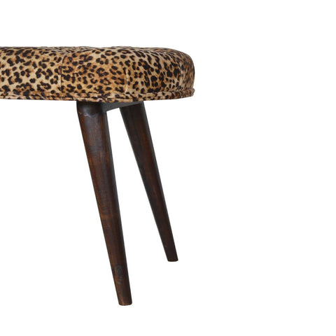 Leopard Print Cotton Velvet Deep Button Bench Living Artisan Furniture 